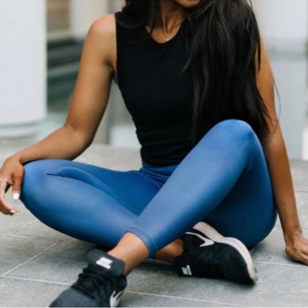 NWT Zyia blue metallic light n tight leggings